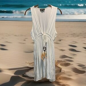 Pol Sleeveless Dress Boho Feathers Tunic Size M NWOT‎